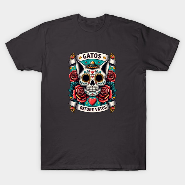 Gatos Before Vatos Skeleton Cat Kitten Lover Grumpy Skull I Never Bought A Ticket To This Show Kitty Skull T-Shirt by SOUDESIGN_vibe